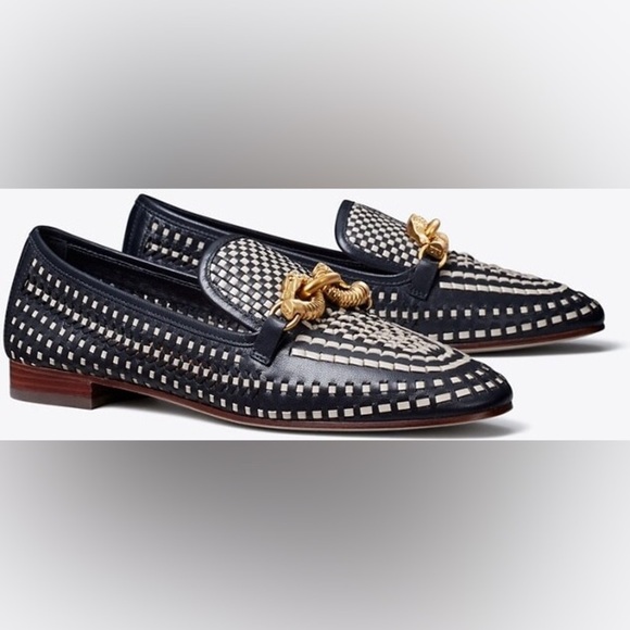 Tory Burch Jessa Woven Loafer Blue Leather Dragon Detail size 6 - Picture 3 of 12